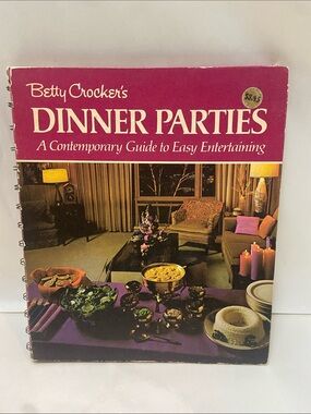 Betty Crocker Dinner Parties Cookbook – Magenta & Purple Cover spiral bound